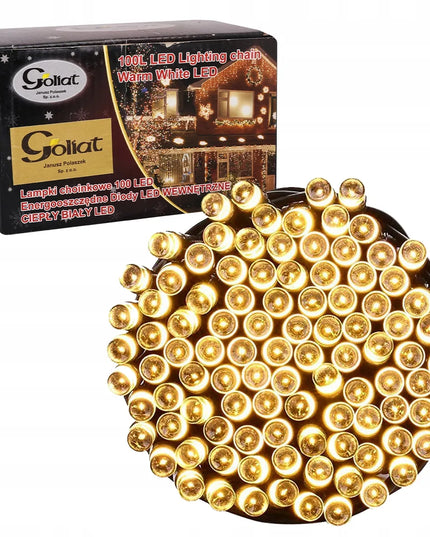„Goliat“ 100 LED kalėdinė girlianda, skirta naudoti patalpose, šiltai balta šviesa
