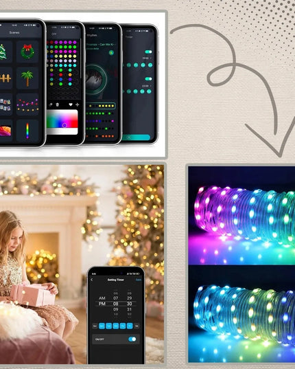 Išmanioji kalėdinė girlianda Przydasie.pl, 150 LED, USB, Bluetooth, programėlė ir pultelis, 15 m