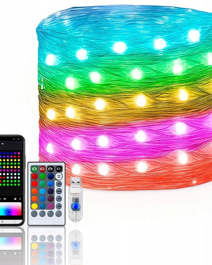 Išmanioji kalėdinė girlianda Przydasie.pl, 150 LED, USB, Bluetooth, programėlė ir pultelis, 15 m