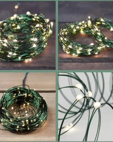 Mikro LED Kalėdų girlianda, 1000 geltonų lempučių, 100 m, žalias laidas, su pulteliu, RS-1021WW