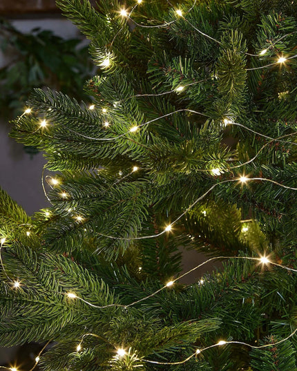 Mikro LED Kalėdų girlianda, 1000 geltonų lempučių, 100 m, žalias laidas, su pulteliu, RS-1021WW