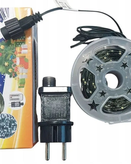 „Ecarla“ mikro LED kalėdinė girlianda, 1000 lempučių, šiltai balta šviesa, 100 m, žalias laidas, pultelis, RS-1021WW