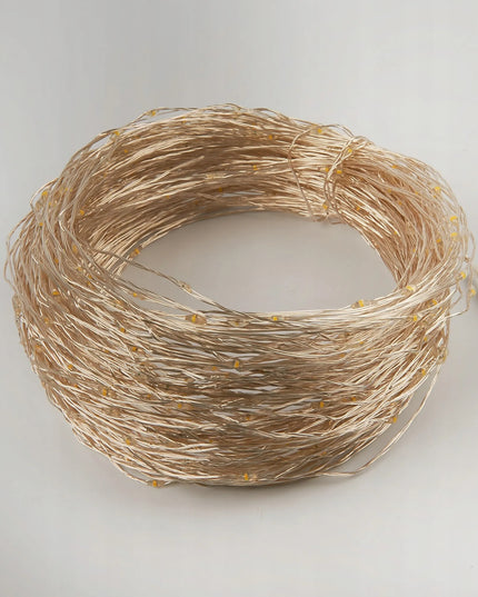 MikroLED kalėdinė girlianda, 500 geltonų lempučių, 50 m, skaidrus laidas, su nuotolinio valdymo pulteliu, RS-1019WW