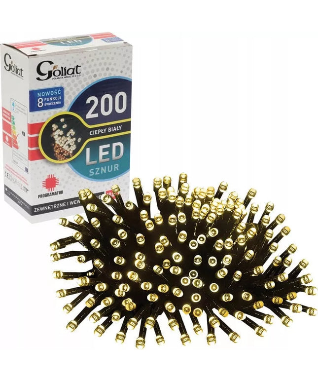 Kalėdinės lemputės CHOINKOWE 200 LED 8 funkcijos, su programatoriumi, 11,5 m laidas