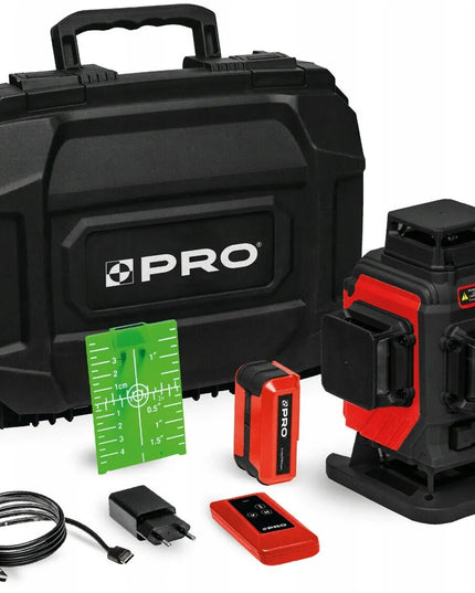 Daugialinijinis lazeris PRO AQ4DG žalias, komplektas Plus, Li-ion akumuliatorius 4x360°