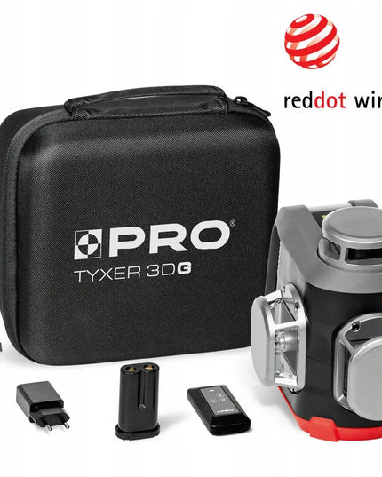 Daugialinijinis lazeris PRO TYXER 3DG su žaliu spinduliu, Li-ION baterija, dėklu ir nuotolinio valdymo pulteliu