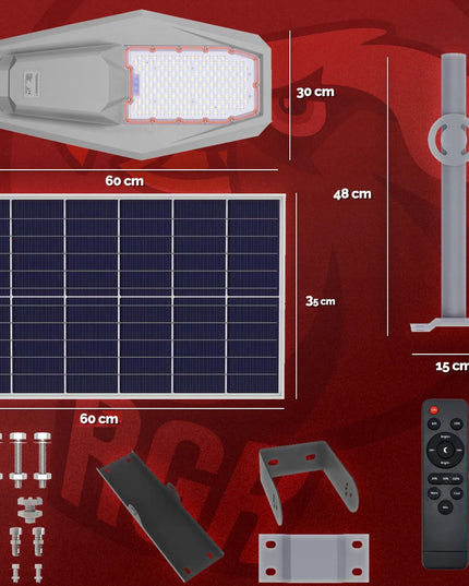 PREMIUM saulės energija maitinamas gatvių šviestuvas „300W“