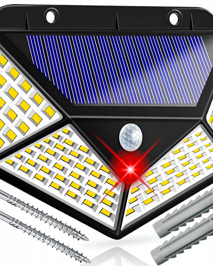 Lauko šviestuvas su saulės baterija ir judesio jutikliu 100 LED