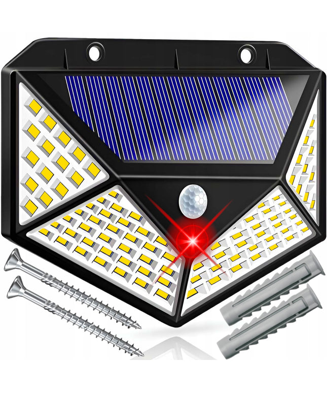 Lauko šviestuvas su saulės baterija ir judesio jutikliu 100 LED