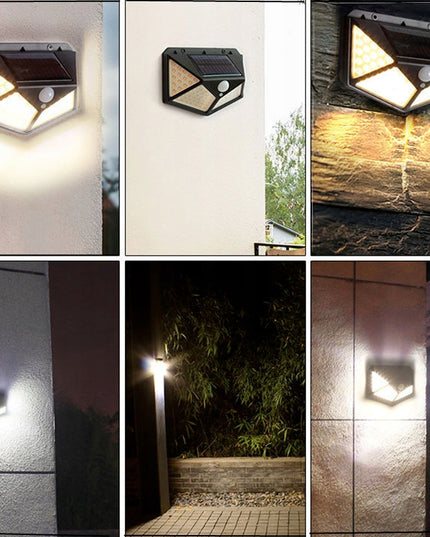 Lauko šviestuvas su saulės baterija ir judesio jutikliu 100 LED