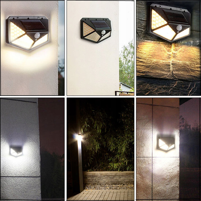 Lauko šviestuvas su saulės baterija ir judesio jutikliu 100 LED