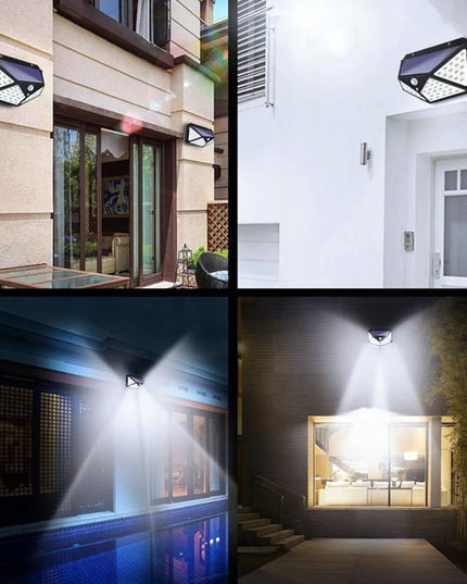 Lauko šviestuvas su saulės baterija ir judesio jutikliu 100 LED