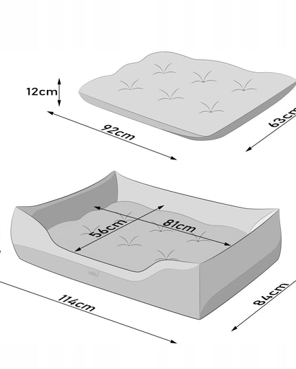 Didelio šuns guolis XXL 114x84 cm sofa lova narvelis aviganiui Doggy PUFFY