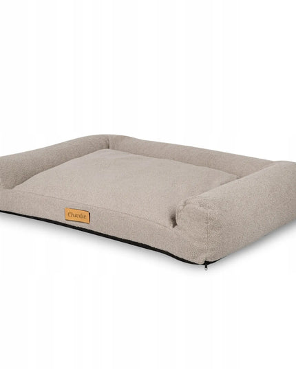 DOGESTE Teddy XL pilkas šuns guolis-sofa, 100 × 65 cm, su nemokamu personalizuotu užrašu