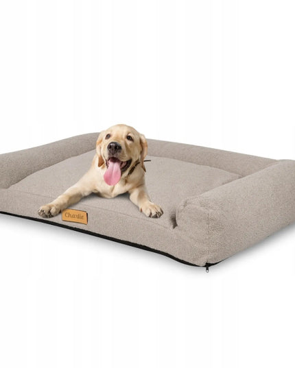 DOGESTE Teddy XL pilkas šuns guolis-sofa, 100 × 65 cm, su nemokamu personalizuotu užrašu