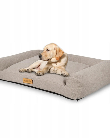 DOGESTE Teddy XL pilkas šuns guolis-sofa, 100 × 65 cm, su nemokamu personalizuotu užrašu