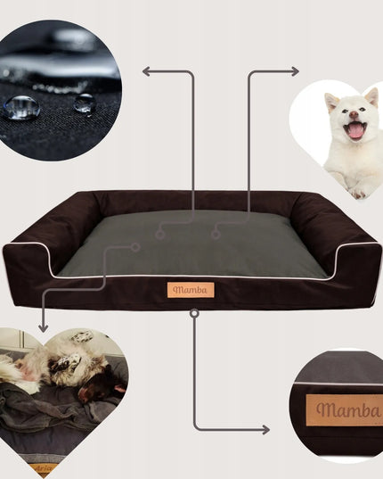 DOGESTE XL vandeniui atsparus šuns guolis-sofa su nemokamu užrašu, 100 × 65 cm