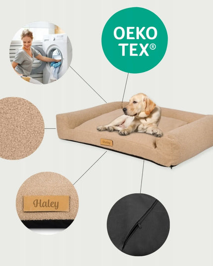 DOGESTE Teddy XXL smėlio spalvos šuns guolis, 118 × 78 cm, su nemokamu personalizavimu