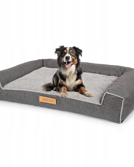 DOGESTE XXL šunų guolis-sofa, velvetinis, pilkas, su nemokamu personalizavimu, 118 × 78 cm