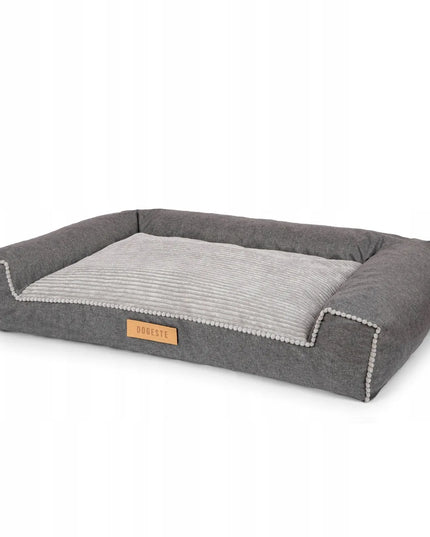DOGESTE XXL šunų guolis-sofa, velvetinis, pilkas, su nemokamu personalizavimu, 118 × 78 cm