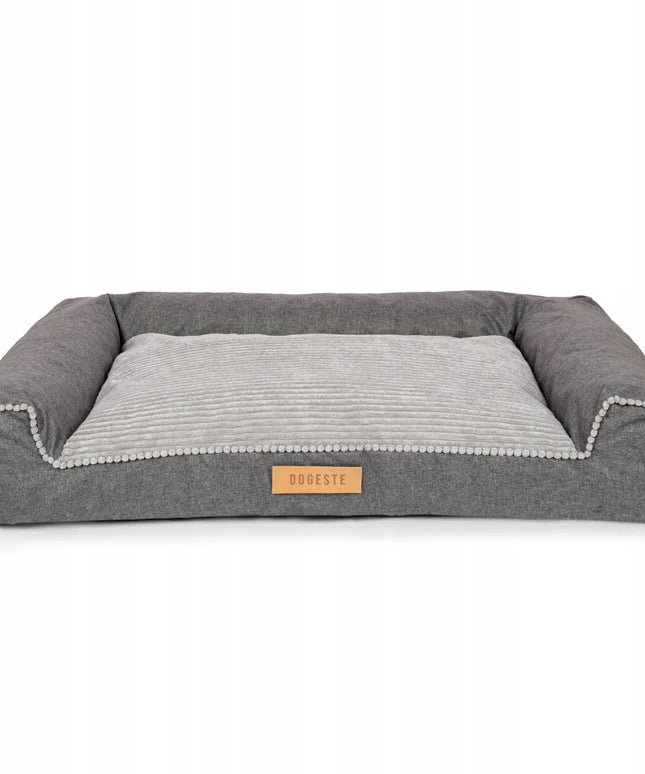 DOGESTE XXL šunų guolis-sofa, velvetinis, pilkas, su nemokamu personalizavimu, 118 × 78 cm