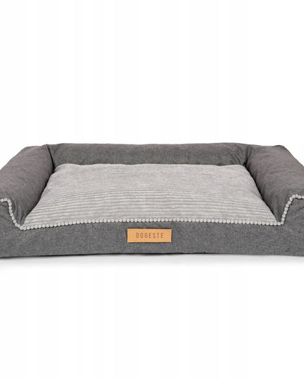 DOGESTE XXL šunų guolis-sofa, velvetinis, pilkas, su nemokamu personalizavimu, 118 × 78 cm