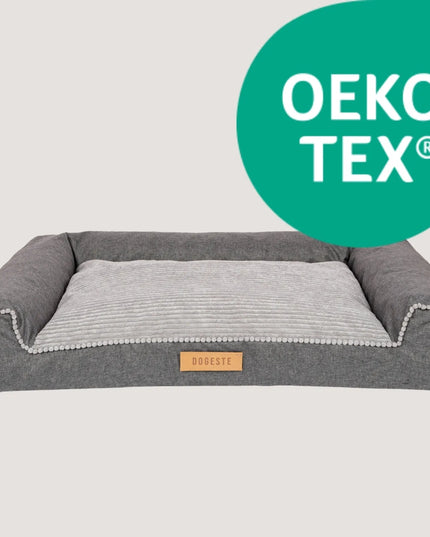DOGESTE XXL šunų guolis-sofa, velvetinis, pilkas, su nemokamu personalizavimu, 118 × 78 cm