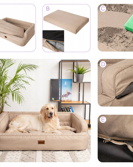 Šunų gultas – sofa, vandeniui atspari lova šunims – XXL 117x79 cm