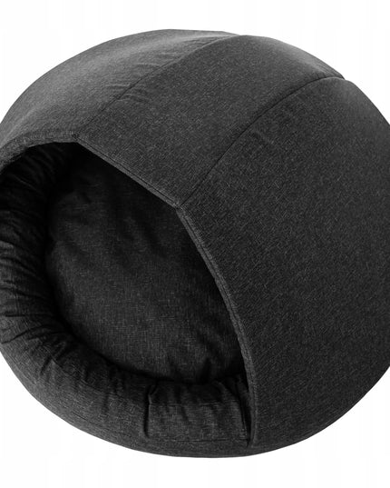 Šuns guolis namelis aptvaras būda Sofa su stogeliu Apvalus Ø80 cm Juodas