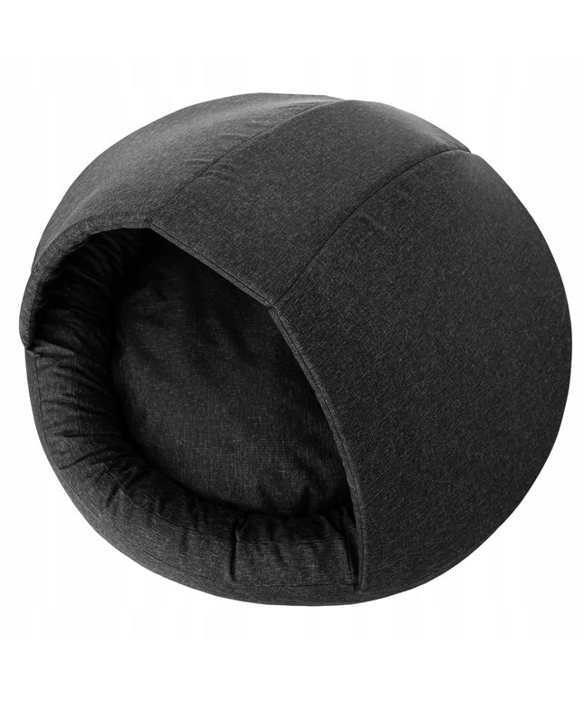Šuns guolis namelis aptvaras būda Sofa su stogeliu Apvalus Ø80 cm Juodas