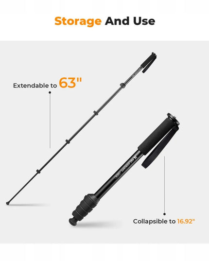 Lengvas monopodas, žygio lazda ir asmenukių lazda fotoaparatui, telefonui bei kamerai K&F