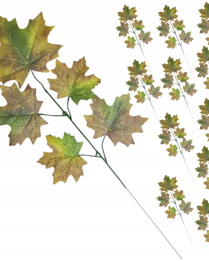 Rudens klevo lapas, samanotas žaliai rudas, 59 cm, lapų puokštė