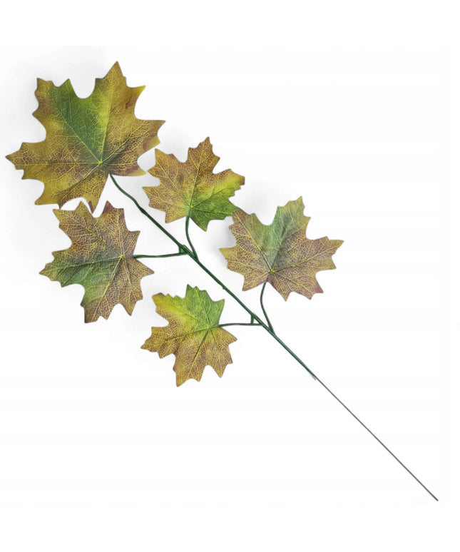 Rudens klevo lapas, samanotas žaliai rudas, 59 cm, lapų puokštė