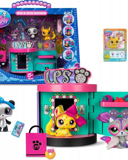 „Littlest Pet Shop“ LPS stilingas butikas – 3 figūrėlės, stotelė ir aksesuarai