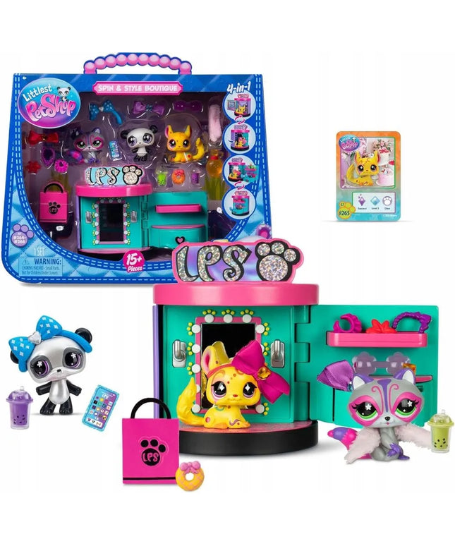 „Littlest Pet Shop“ LPS stilingas butikas – 3 figūrėlės, stotelė ir aksesuarai