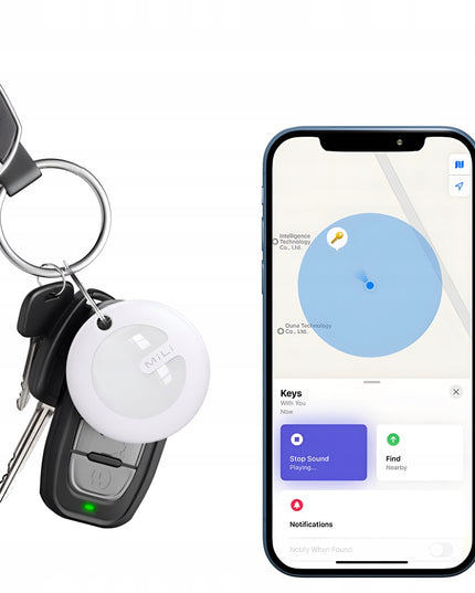 Mini GPS seklys raktams, automobiliui, katei, dviračiui, šuniui, baltas Apple MiTag + dėklas