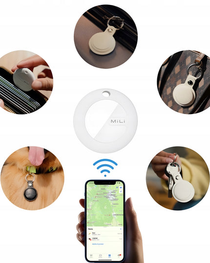 Mini GPS seklys raktams, automobiliui, katei, dviračiui, šuniui, baltas Apple MiTag + dėklas