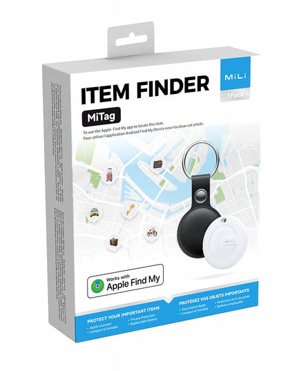 Mini GPS seklys raktams, automobiliui, katei, dviračiui, šuniui, baltas Apple MiTag + dėklas