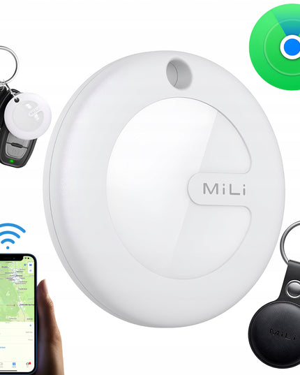Mini GPS seklys raktams, automobiliui, katei, dviračiui, šuniui, baltas Apple MiTag + dėklas