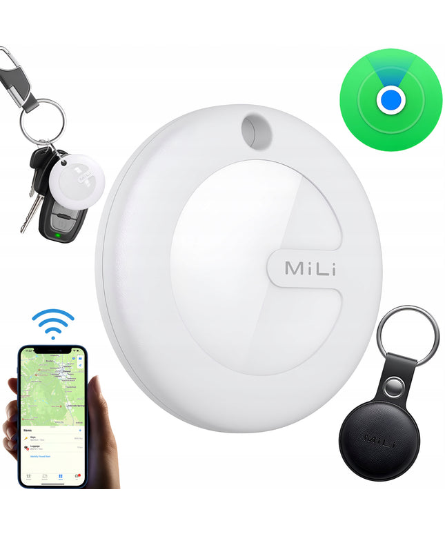 Mini GPS seklys raktams, automobiliui, katei, dviračiui, šuniui, baltas Apple MiTag + dėklas