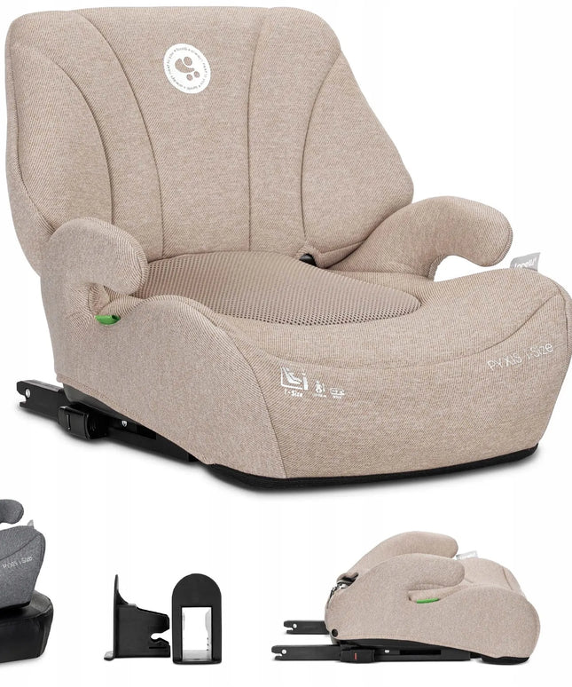 Lorelli Pyxis i-Size automobilinė kėdutė-pagalvėlė su atlošu, 125–150 cm, ISOFIX, 2 viename, smėlio spalvos