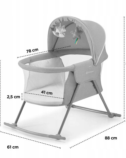 Vaikiška lovytė-lopšys-sūpuoklės 3in1 kompaktiška Lovi Kinderkraft pilka