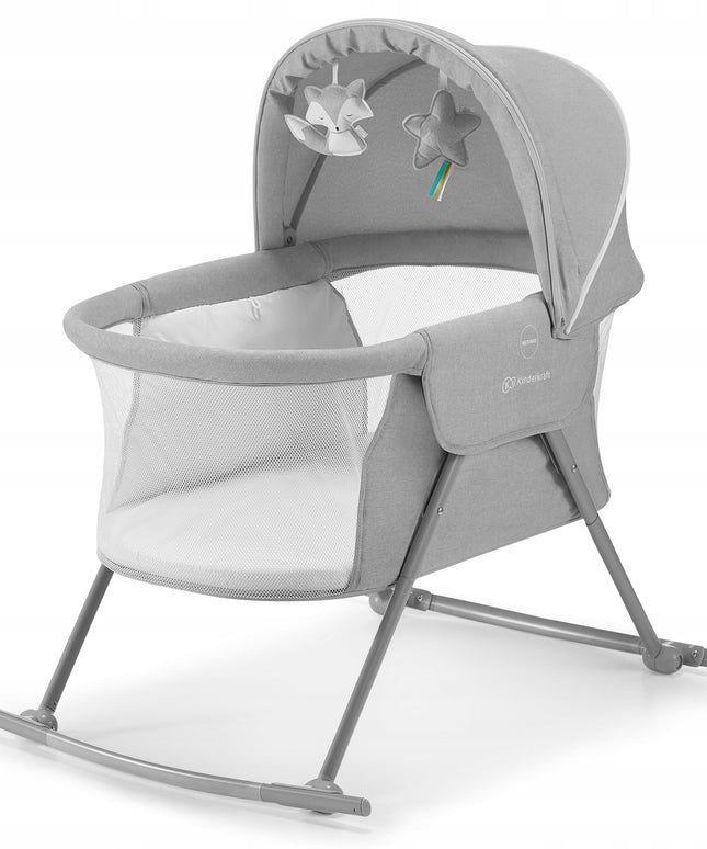 Vaikiška lovytė-lopšys-sūpuoklės 3in1 kompaktiška Lovi Kinderkraft pilka