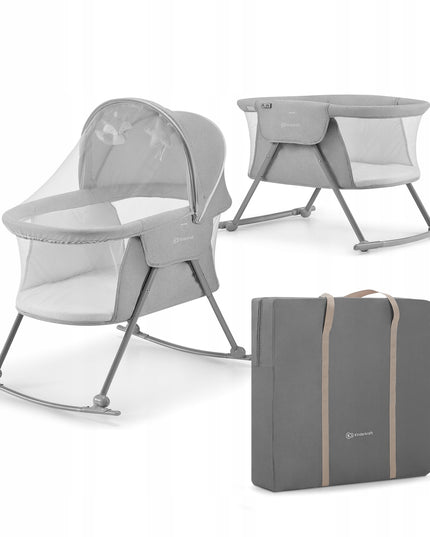 Vaikiška lovytė-lopšys-sūpuoklės 3in1 kompaktiška Lovi Kinderkraft pilka