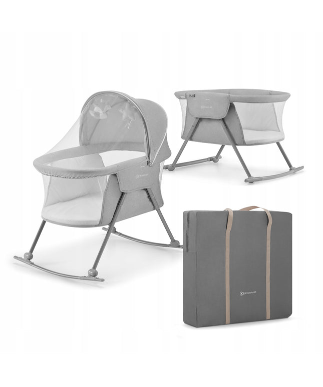 Vaikiška lovytė-lopšys-sūpuoklės 3in1 kompaktiška Lovi Kinderkraft pilka