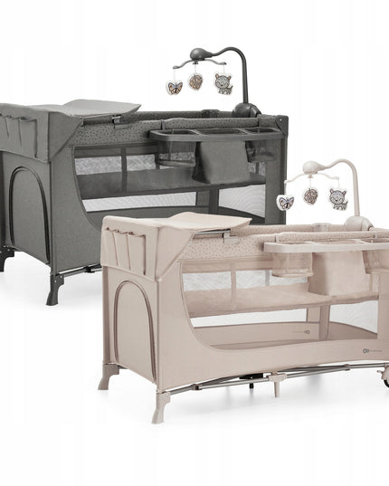 Kelioninė lovelė 3in1, maniežas, dviejų lygių, sulankstomas JOY 2 KINDERKRAFT Pilkas