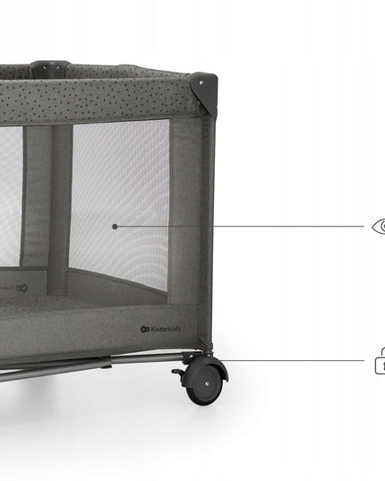 Kelioninė lovelė 3in1, maniežas, dviejų lygių, sulankstomas JOY 2 KINDERKRAFT Pilkas
