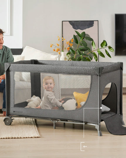 Kelioninė lovelė 3in1, maniežas, dviejų lygių, sulankstomas JOY 2 KINDERKRAFT Pilkas