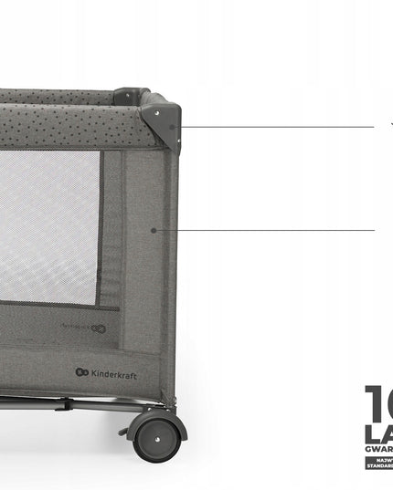 Kelioninė lovelė 3in1, maniežas, dviejų lygių, sulankstomas JOY 2 KINDERKRAFT Pilkas