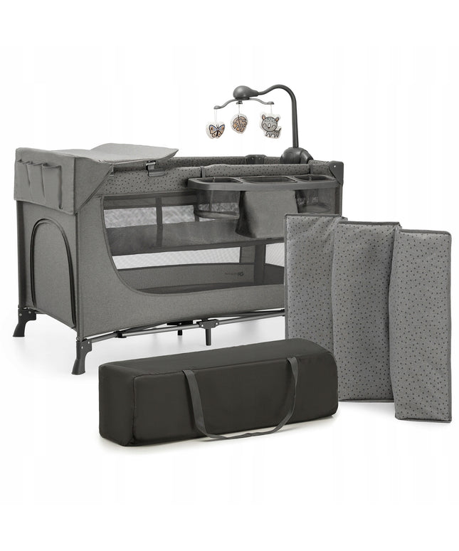 Kelioninė lovelė 3in1, maniežas, dviejų lygių, sulankstomas JOY 2 KINDERKRAFT Pilkas